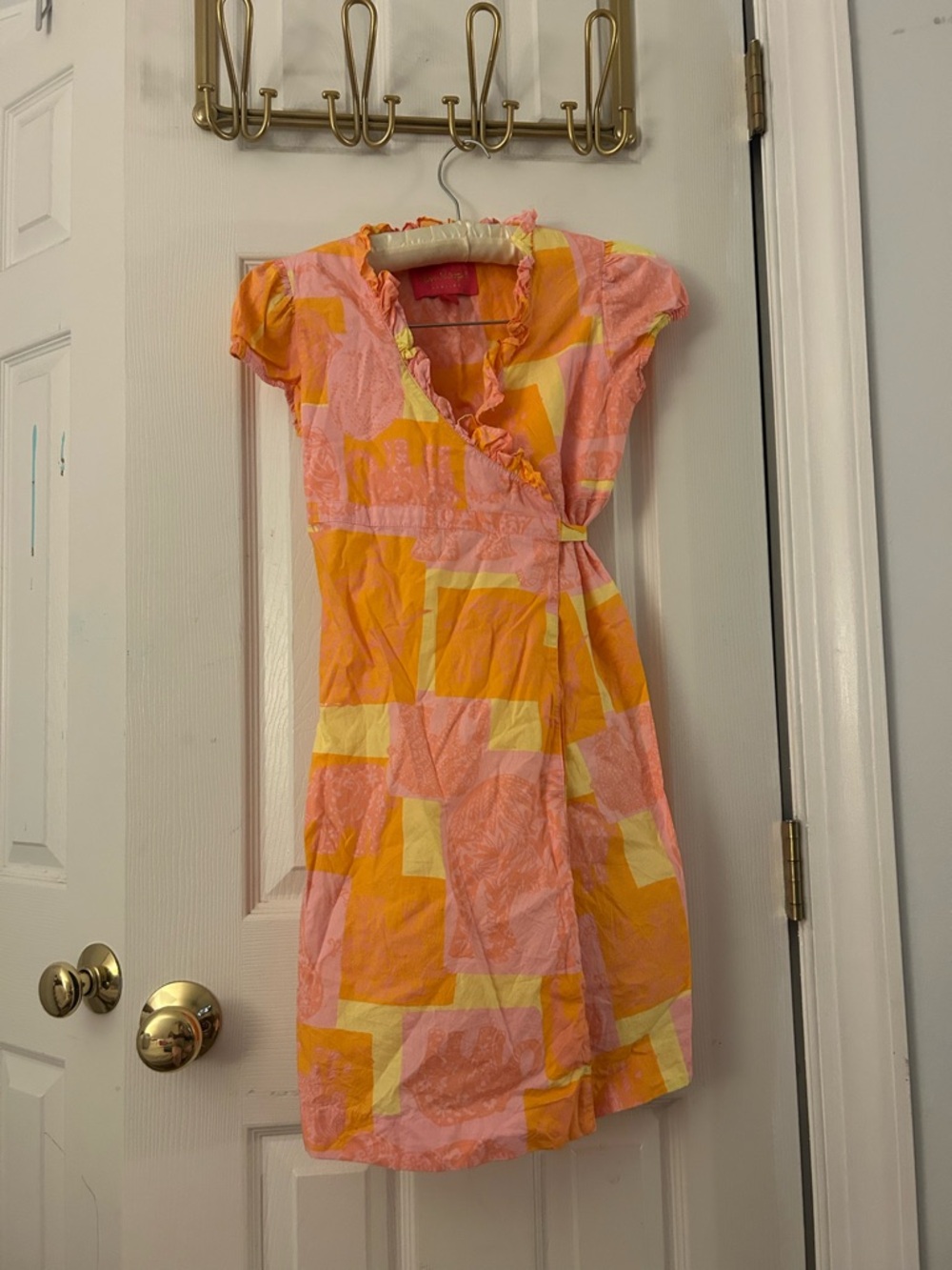 Lilly Pulitzer Pink, Orange & Yellow Wrap Midi Dress